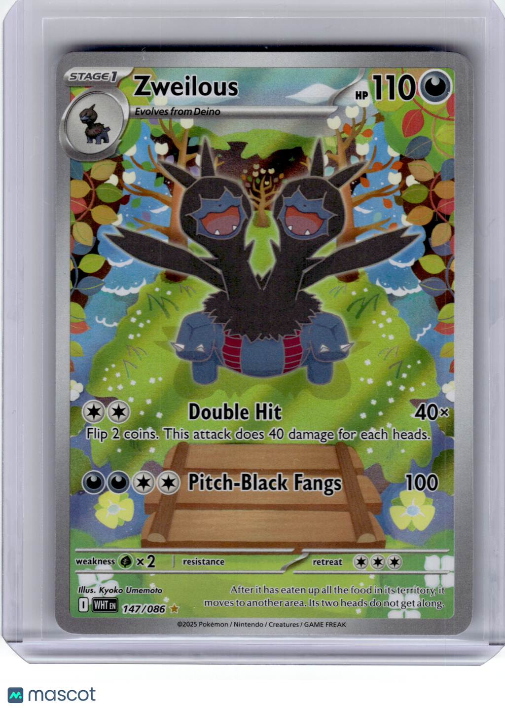 2025 Pokemon—Zweilous #147 White Flare—Illustration Rare Holo