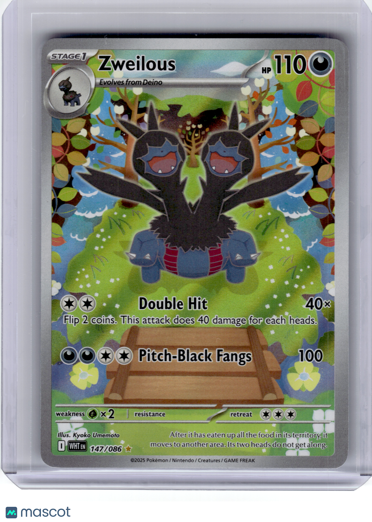 2025 Pokemon—Zweilous #147 White Flare—Illustration Rare Holo