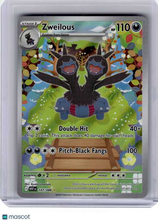 2025 Pokemon—Zweilous #147 White Flare—Illustration Rare Holo