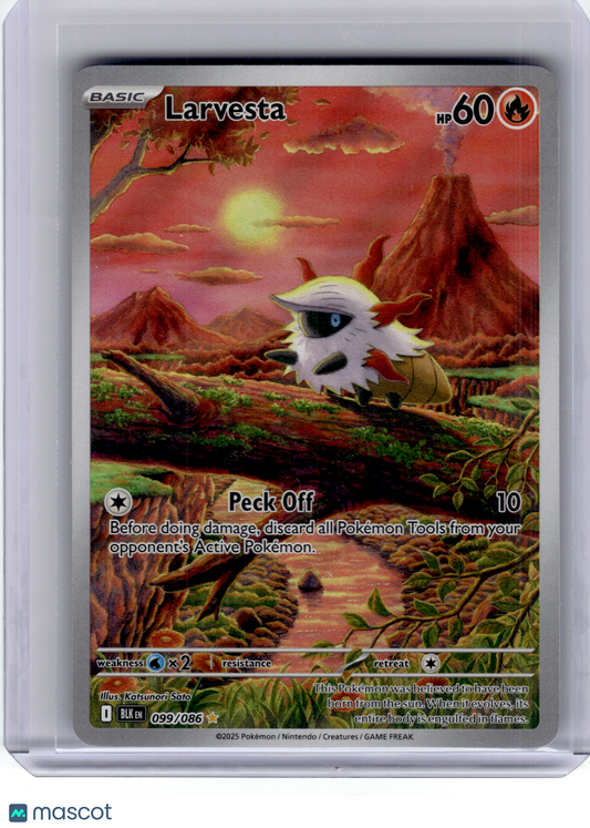 2025 Pokemon—Larvesta #99 Black Bolt—Illustration Rare Holo