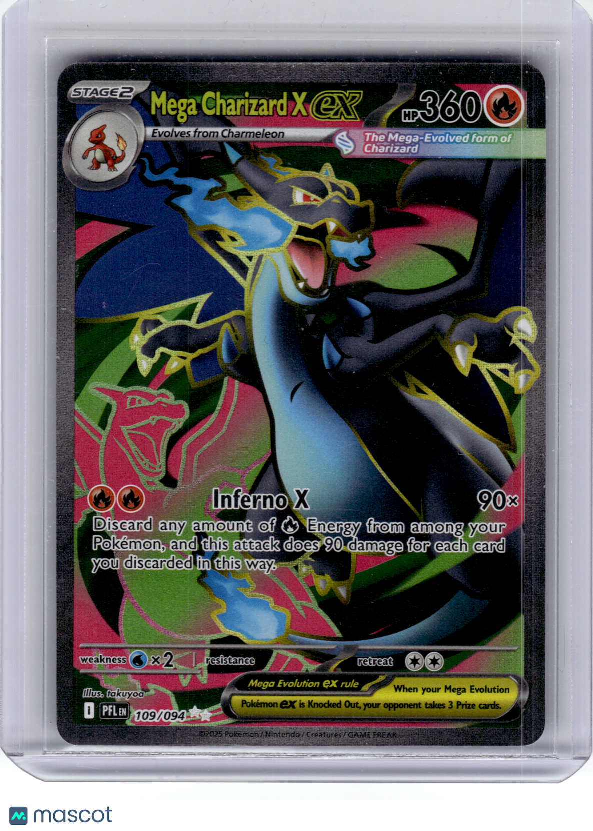 2025 Pokemon—Mega Charizard X ex #109 Phantasmal Flames—Ultra Rare Holo