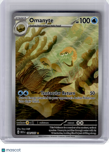 2023 Pokemon—Omanyte #180 Scarlet & Violet 151—Illustration Rare Holo