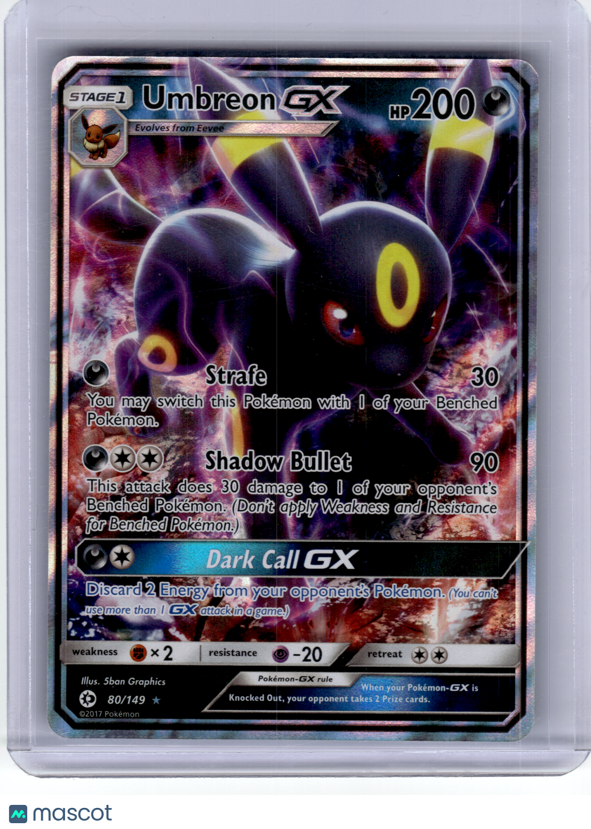 2017 Pokemon—Umbreon GX #80 Sun & Moon—Ultra Rare Holo