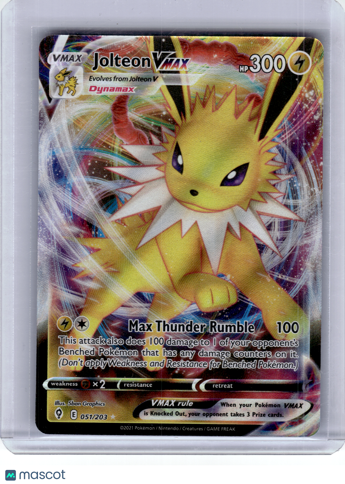 2021 Pokemon—Jolteon VMAX #51 Evolving Skies—Ultra Rare Holo