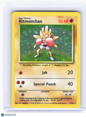 1999 Pokemon—Hitmonchan #7 Base Set—Holo Rare Holo [Lightly Played]