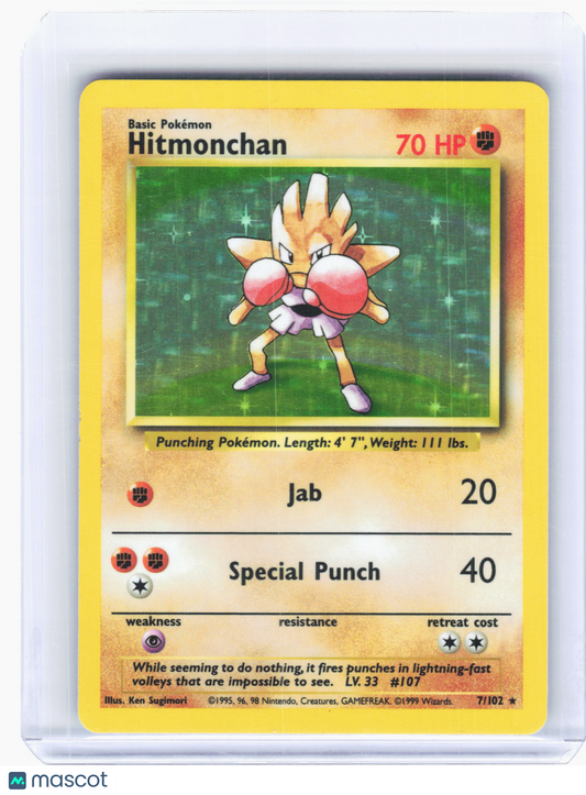 1999 Pokemon—Hitmonchan #7 Base Set—Holo Rare Holo [Lightly Played]