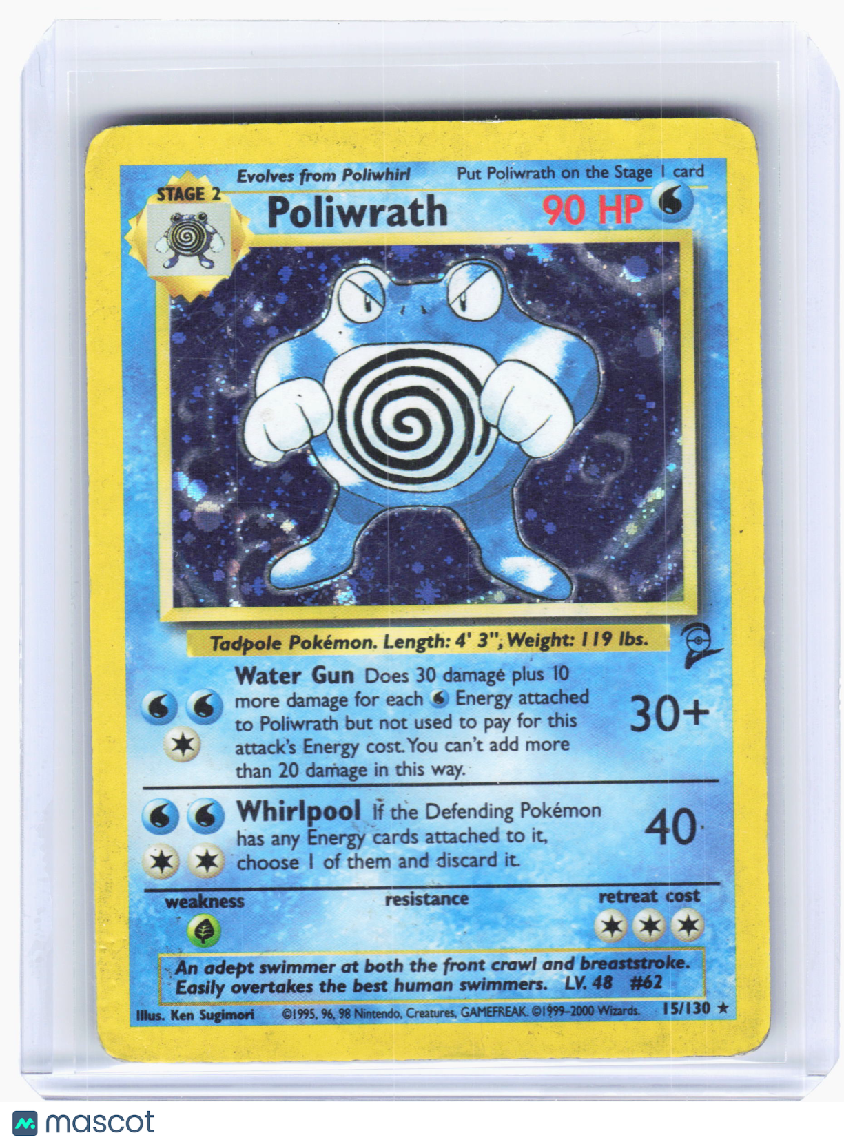 2000 Pokemon—Poliwrath #15 Base Set 2—Holo Rare Holo [Damaged]