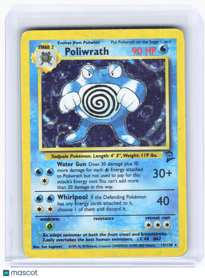 2000 Pokemon—Poliwrath #15 Base Set 2—Holo Rare Holo [Damaged]