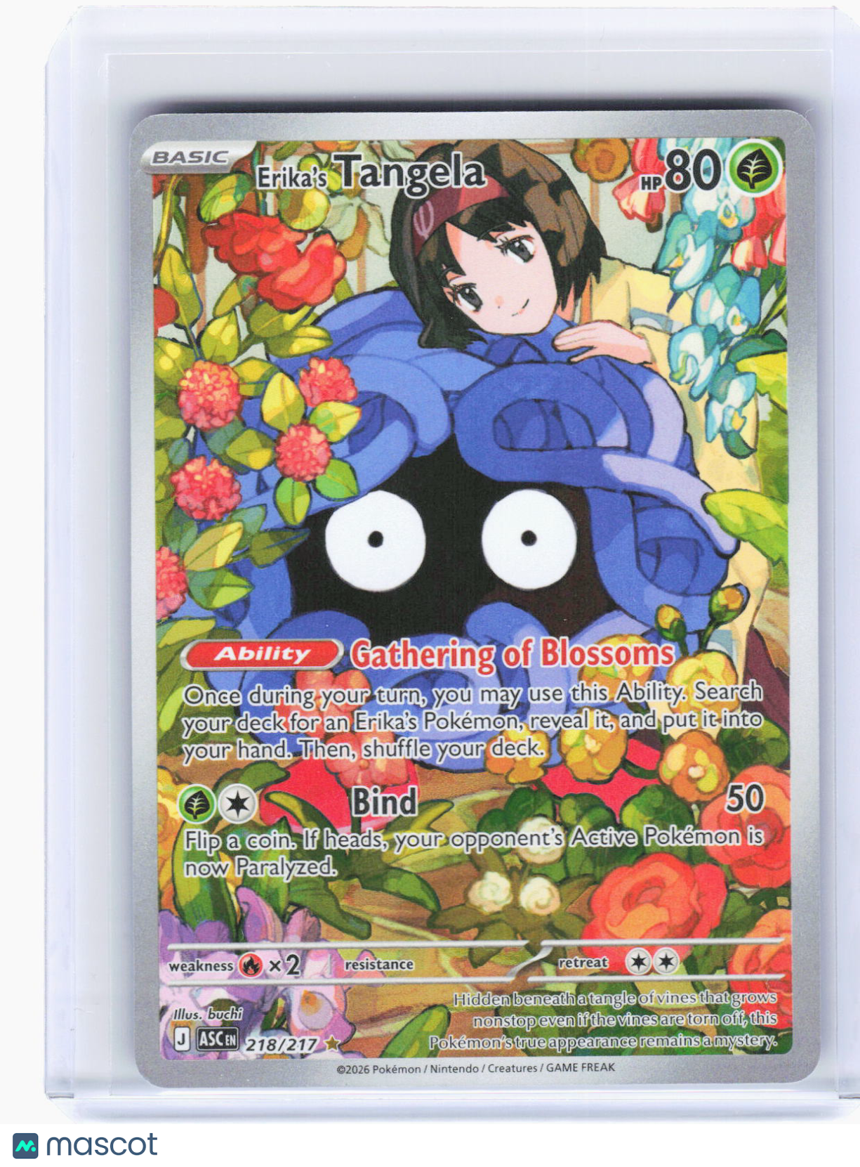 2026 Pokemon—Erika's Tangela #218/217 Ascended Heroes—Illustration Rare Foil
