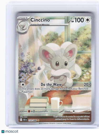 2025 Pokemon—Cinccino #153/86 Black Bolt—Illustration Rare Foil