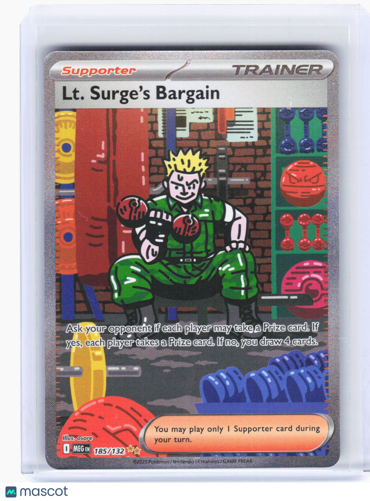 2025 Pokemon—Lt. Surge's Bargain #185/132 Mega Evolution—SIR Holo