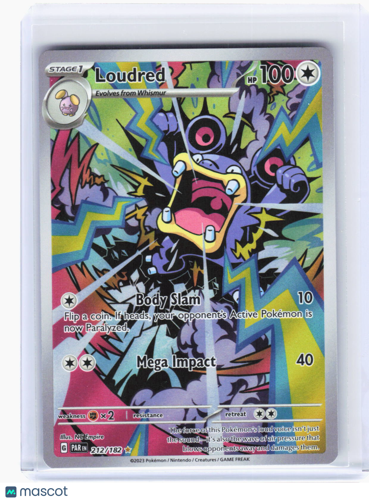 2023 Pokemon—Loudred #212/182 Paradox Rift—Illustration Rare Foil (LP)