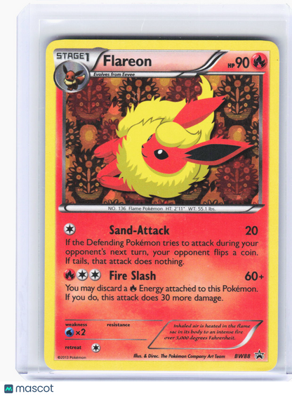 2013 Pokemon—Flareon #BW88 Black and White Promos—Black Star Promo Foil (HP)