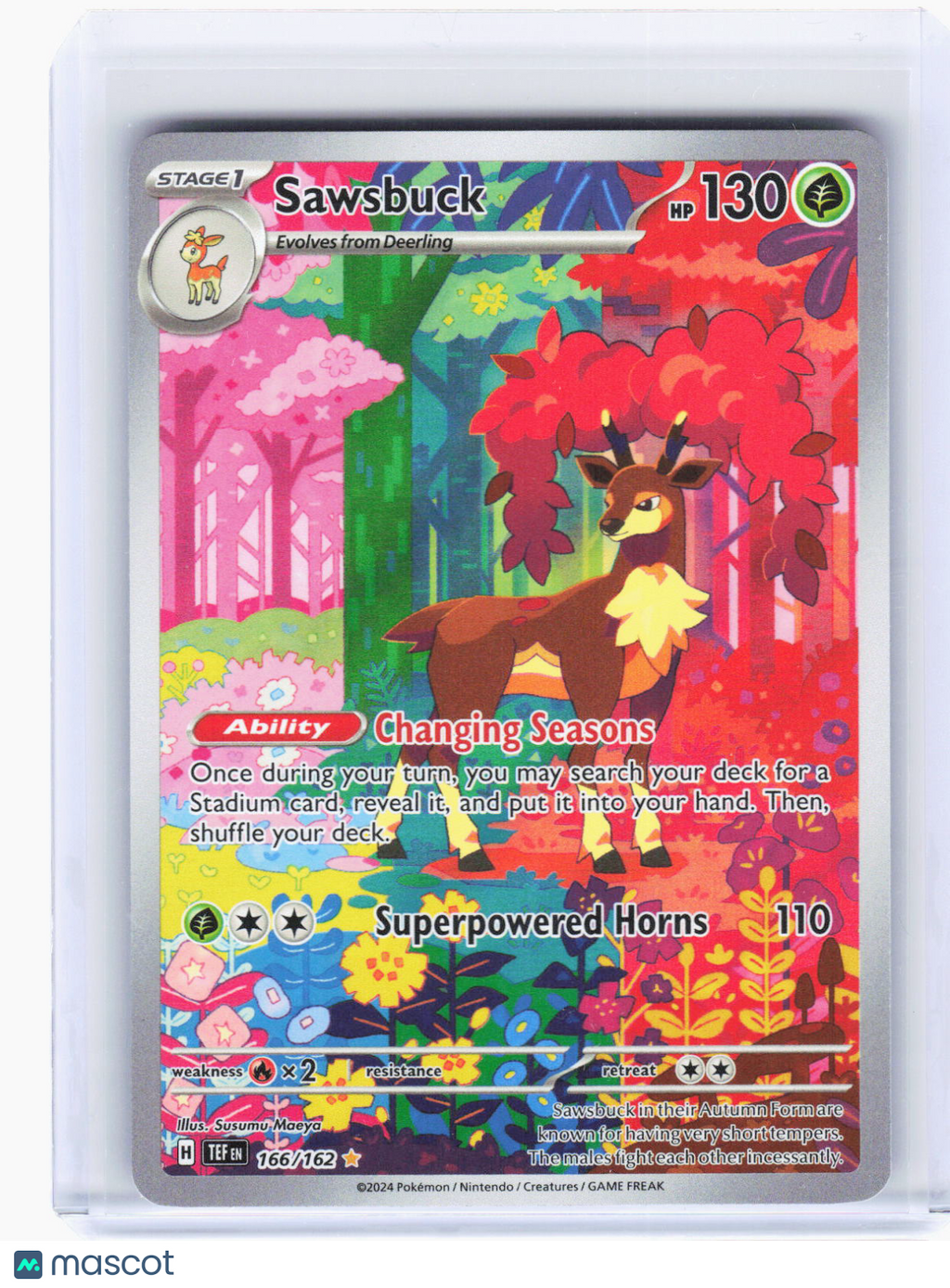 2024 Pokemon—Sawsbuck #166/162 Temporal Forces—Illustration Rare Foil