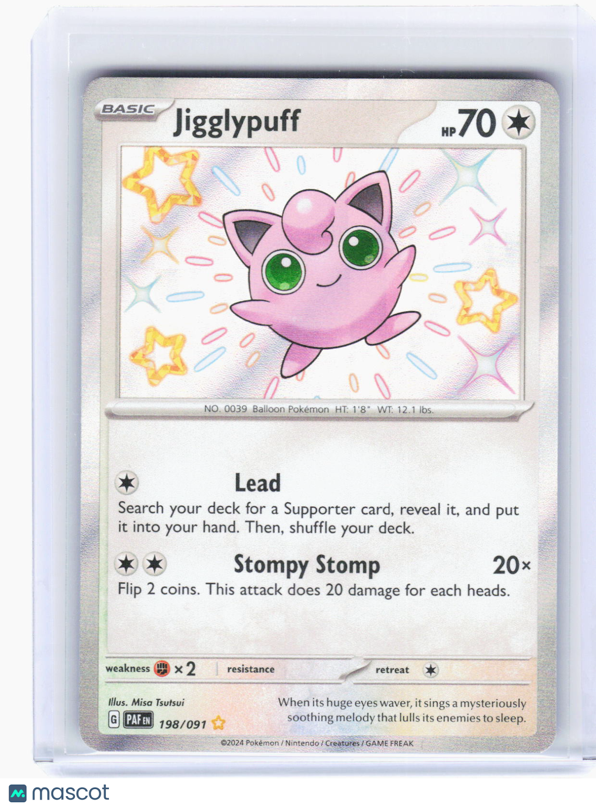2024 Pokemon—Jigglypuff #198/91 Paldean Fates—Shiny Rare Foil