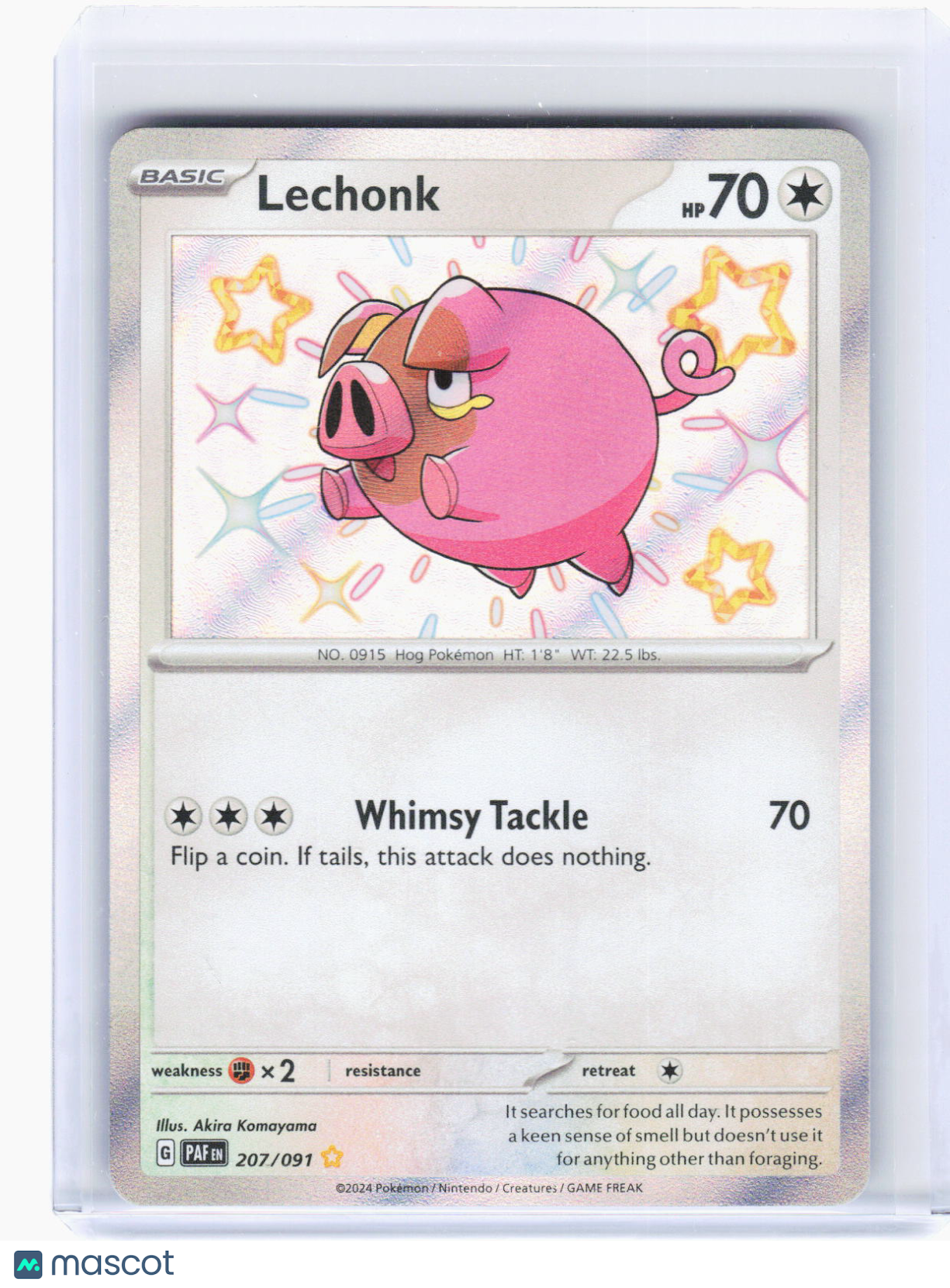 2024 Pokemon—Lechonk #207/91 Paldean Fates—Shiny Rare Foil