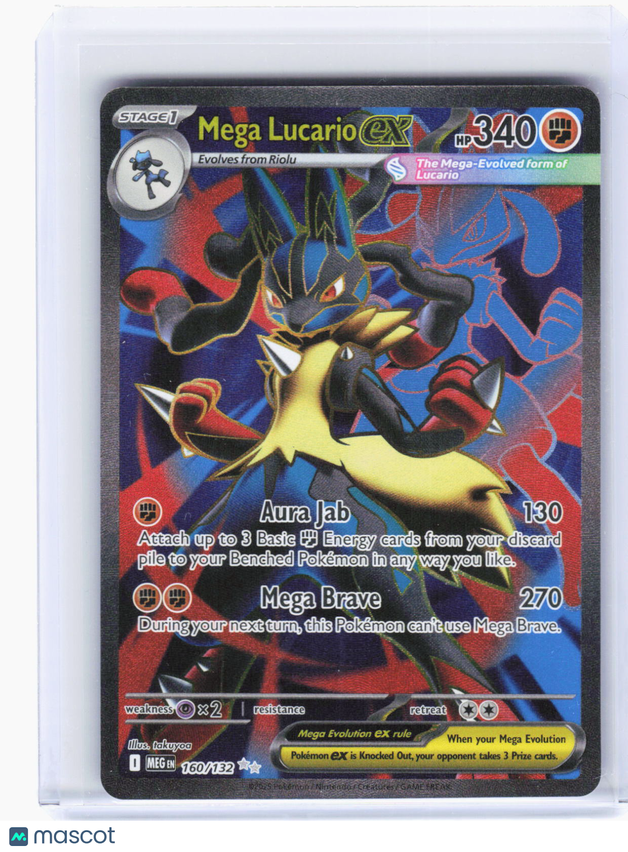 2025 Pokemon—Mega Lucario ex #160/132 Mega Evolution—Ultra Rare Foil