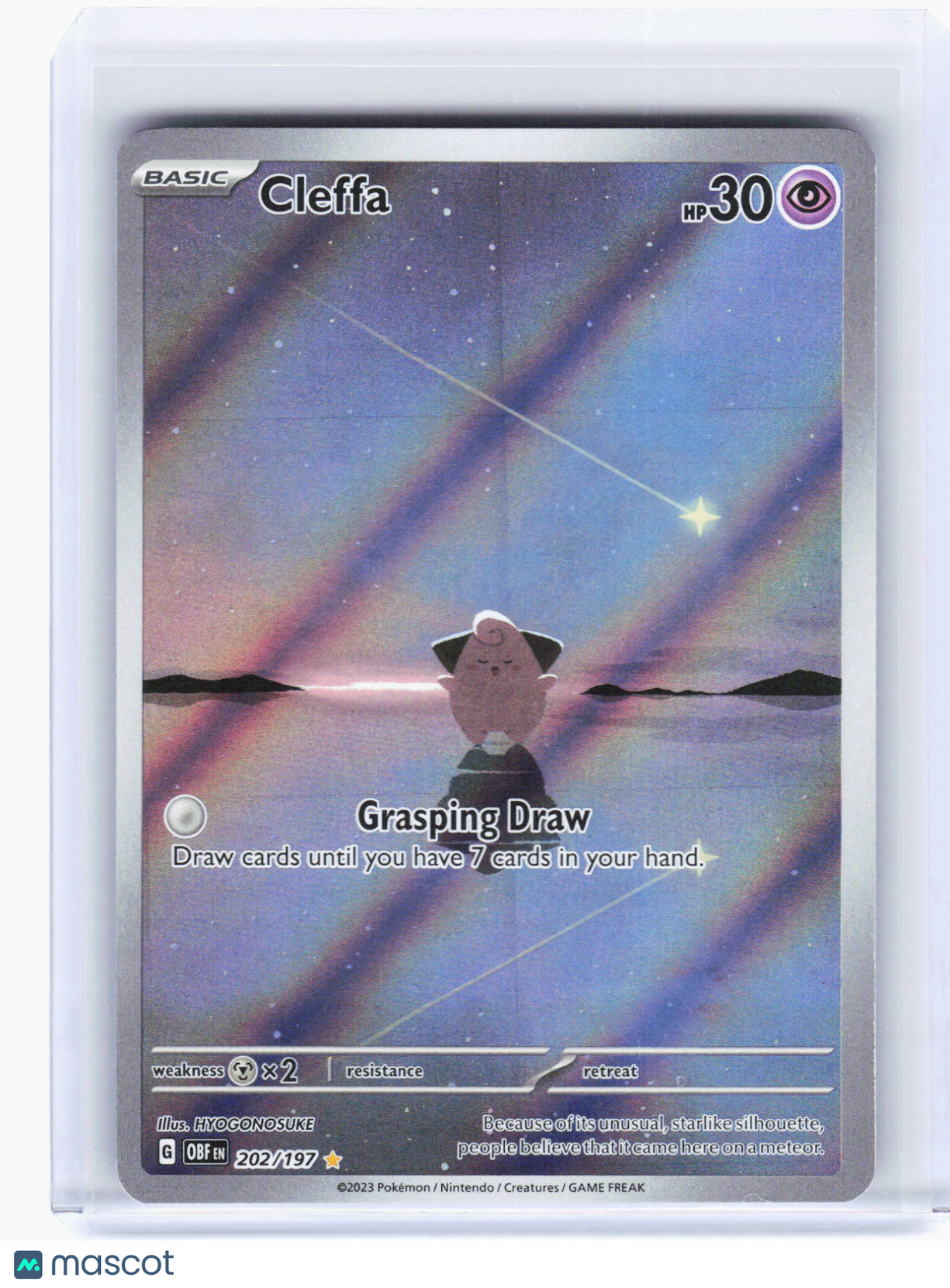2023 Pokemon—Cleffa #202/197 Obsidian Flames—Illustration Rare Foil (LP)