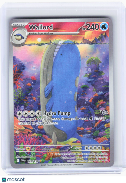 2025 Pokemon—Wailord #162/159 Journey Together—Illustration Rare Foil