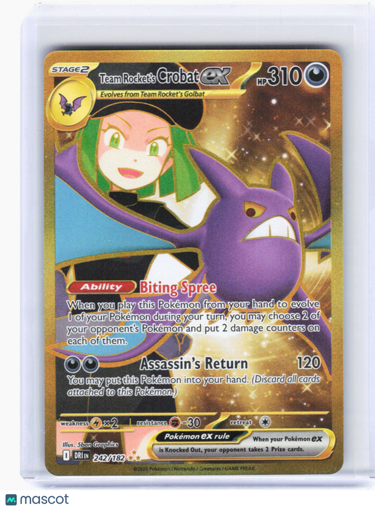 2025 Pokemon—Team Rocket's Crobat ex #242/182 Destined Rivals—Hyper Rare Gold