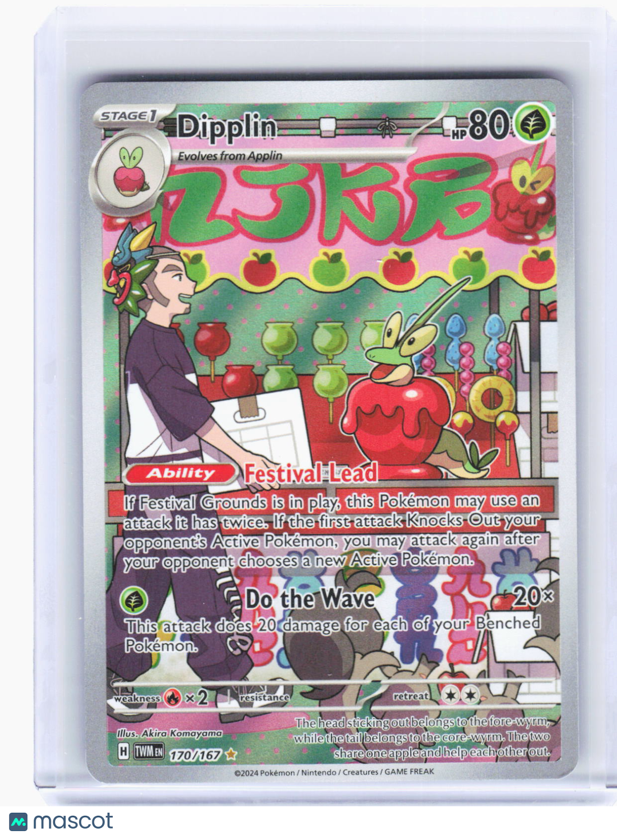2024 Pokemon—Dipplin #170/167 Twilight Masquerade—Illustration Rare Foil