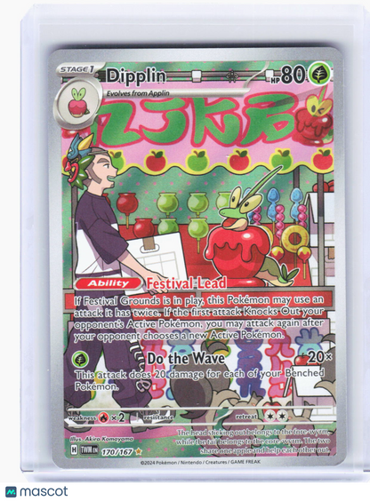 2024 Pokemon—Dipplin #170/167 Twilight Masquerade—Illustration Rare Foil