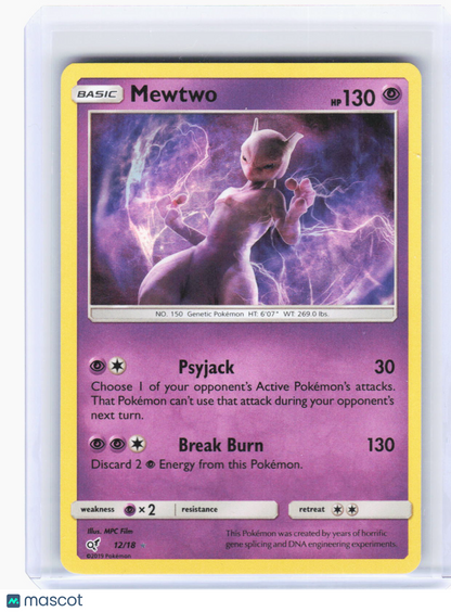 2019 Pokemon—Mewtwo #12/18 Detective Pikachu—Holo Rare Foil
