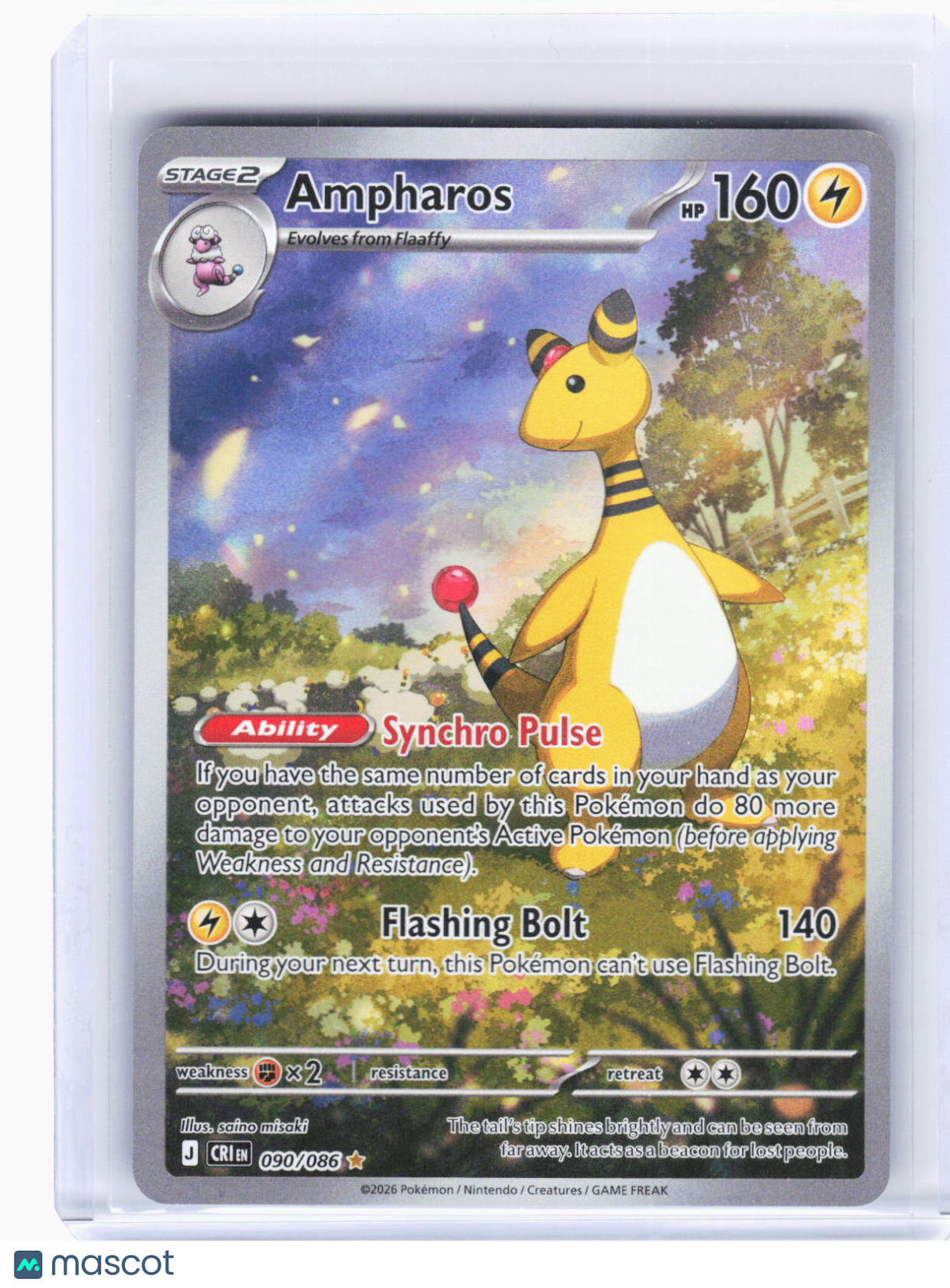 2026 Pokemon—Ampharos #90/86 Chaos Rising—Illustration Rare Foil