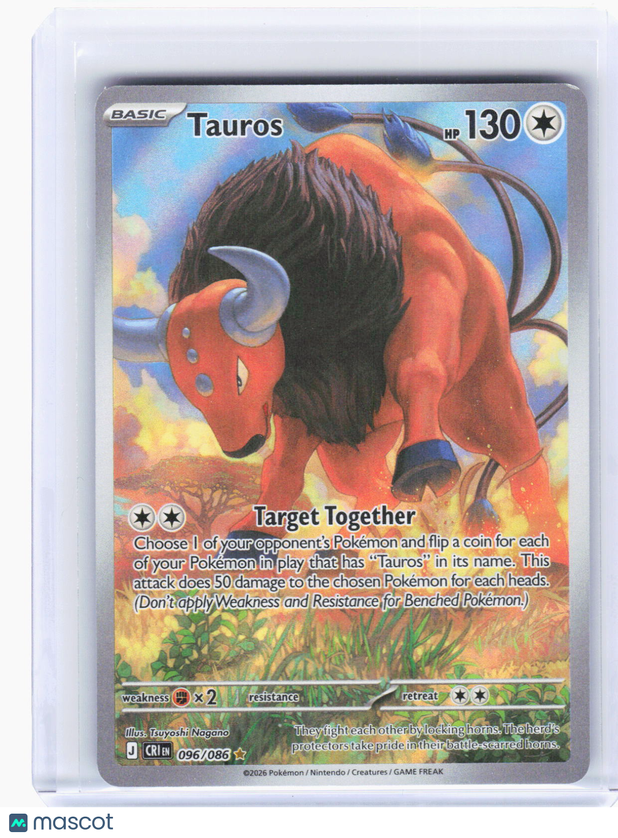 2026 Pokemon—Tauros #96/86 Chaos Rising—Illustration Rare Foil (Lightly Played)