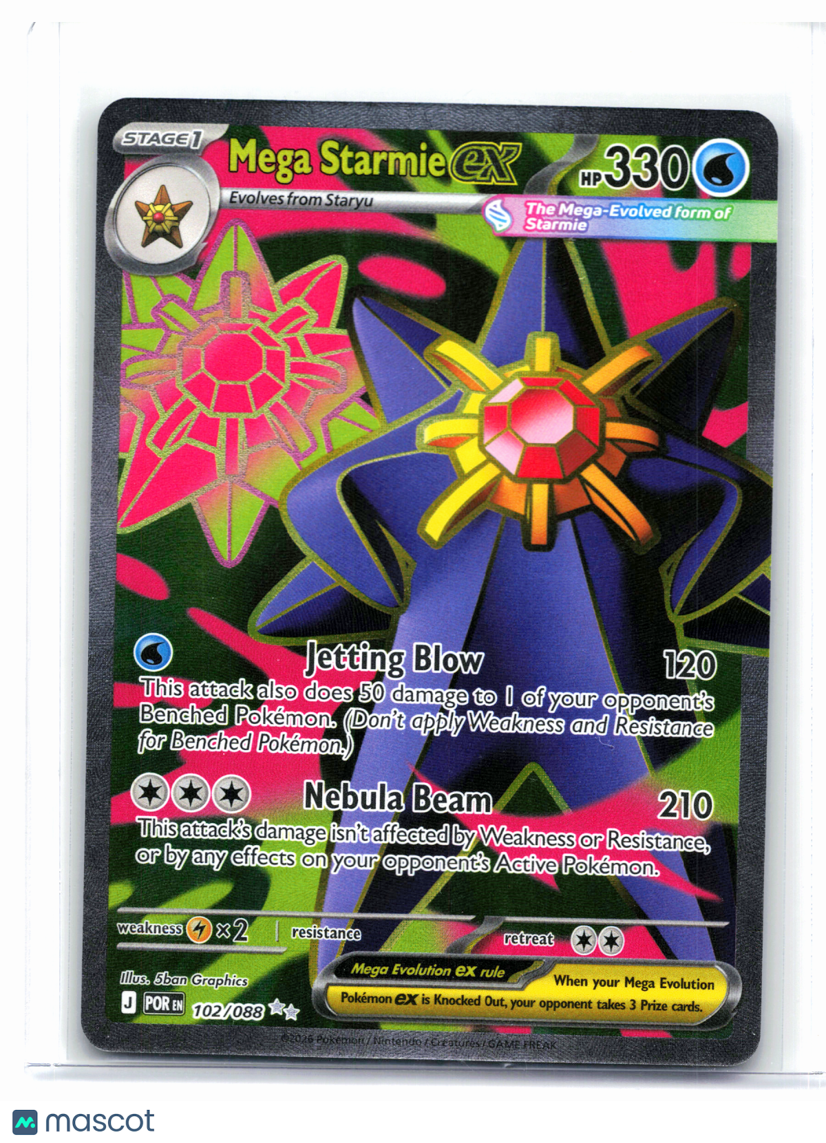 2026 Pokemon—Mega Starmie ex #102/088 Perfect Order—Ultra Rare Holo