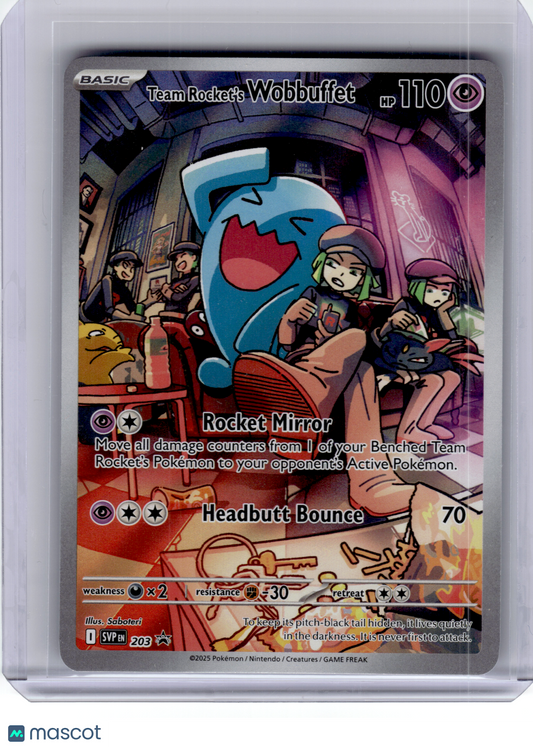 2025 Pokemon—Team Rocket's Wobbuffet #203 Scarlet & Violet—Black Star Promo Holo