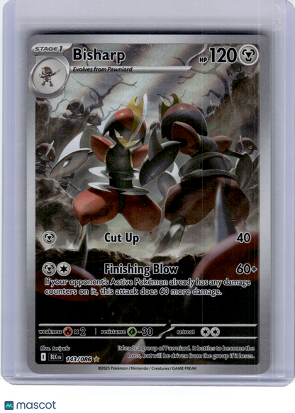 2025 Pokemon—Bisharp #143 Black Bolt—Illustration Rare Holo