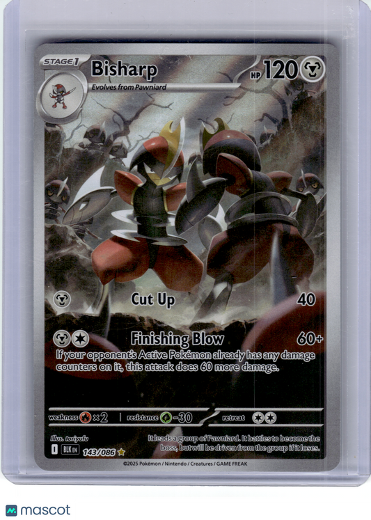 2025 Pokemon—Bisharp #143 Black Bolt—Illustration Rare Holo