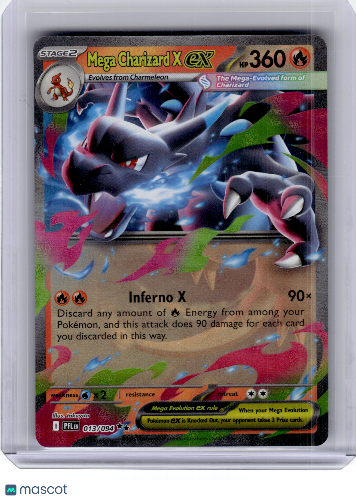 2025 Pokemon—Mega Charizard X ex #13 Phantasmal Flames—Double Rare Holo
