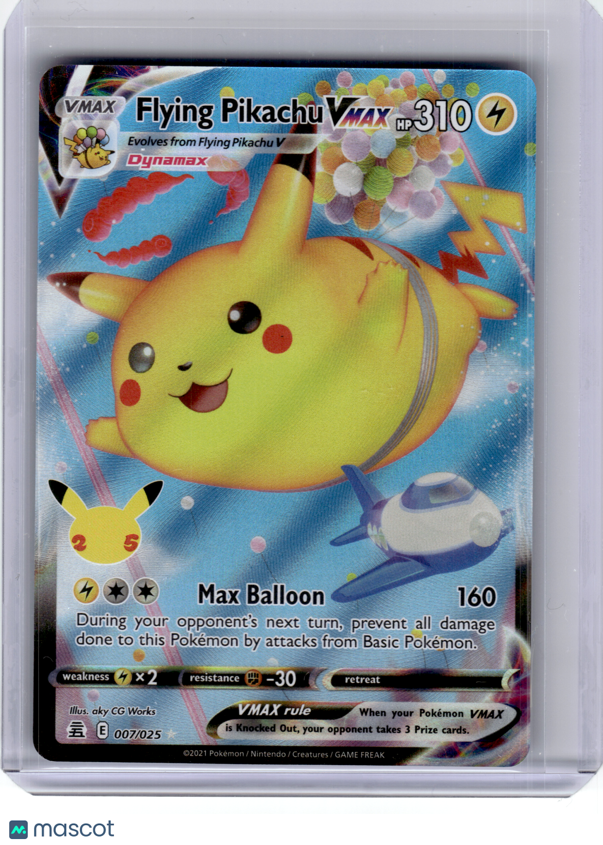 2021 Pokemon—Flying Pikachu VMAX #7 Celebrations: Classic Collection—UR Holo