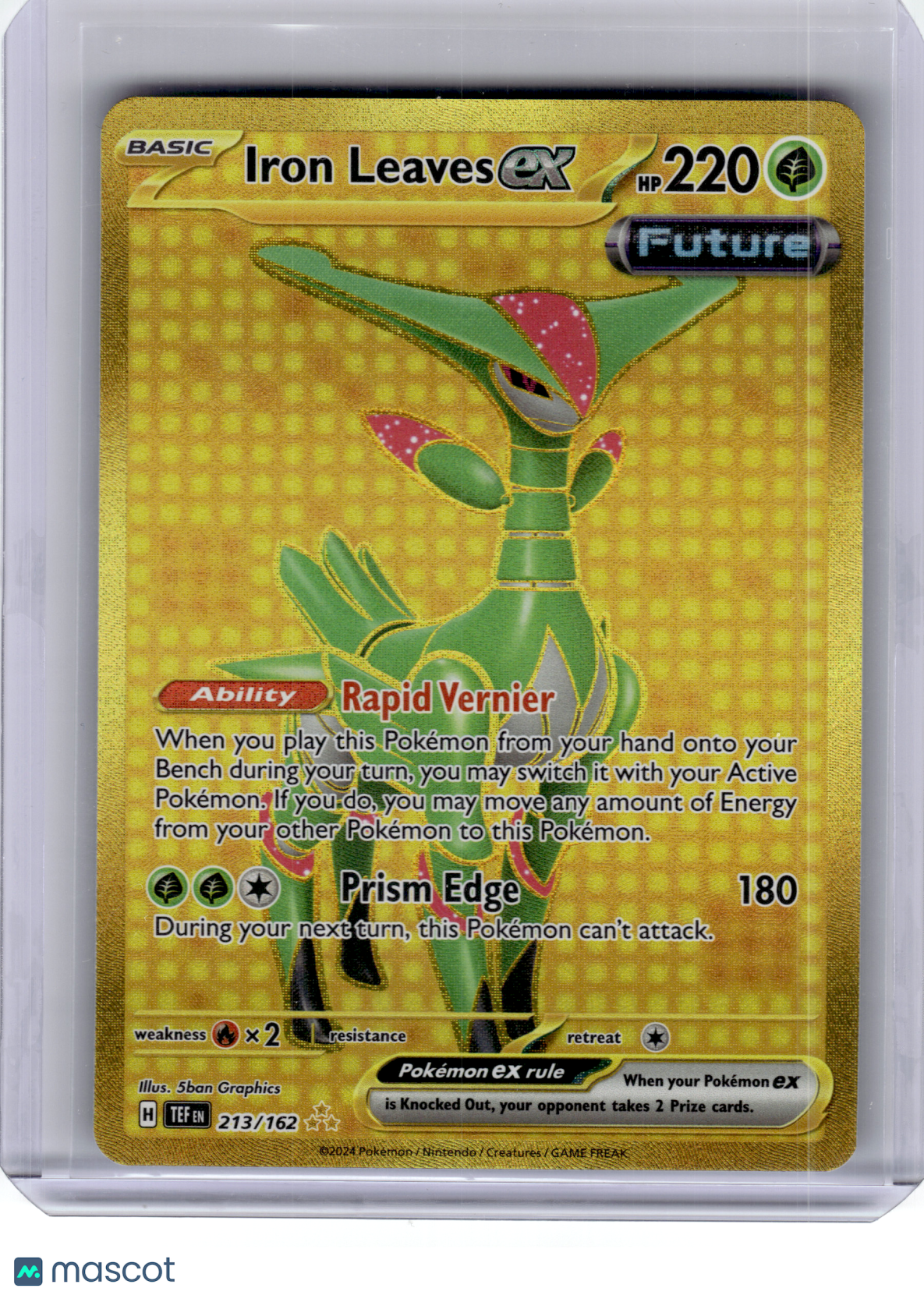 2024 Pokemon—Iron Leaves ex #213 Temporal Forces—Hyper Rare Gold