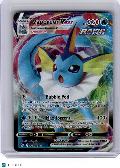 2021 Pokemon—Vaporeon VMAX #30 Evolving Skies—Ultra Rare Holo [Lightly Played]