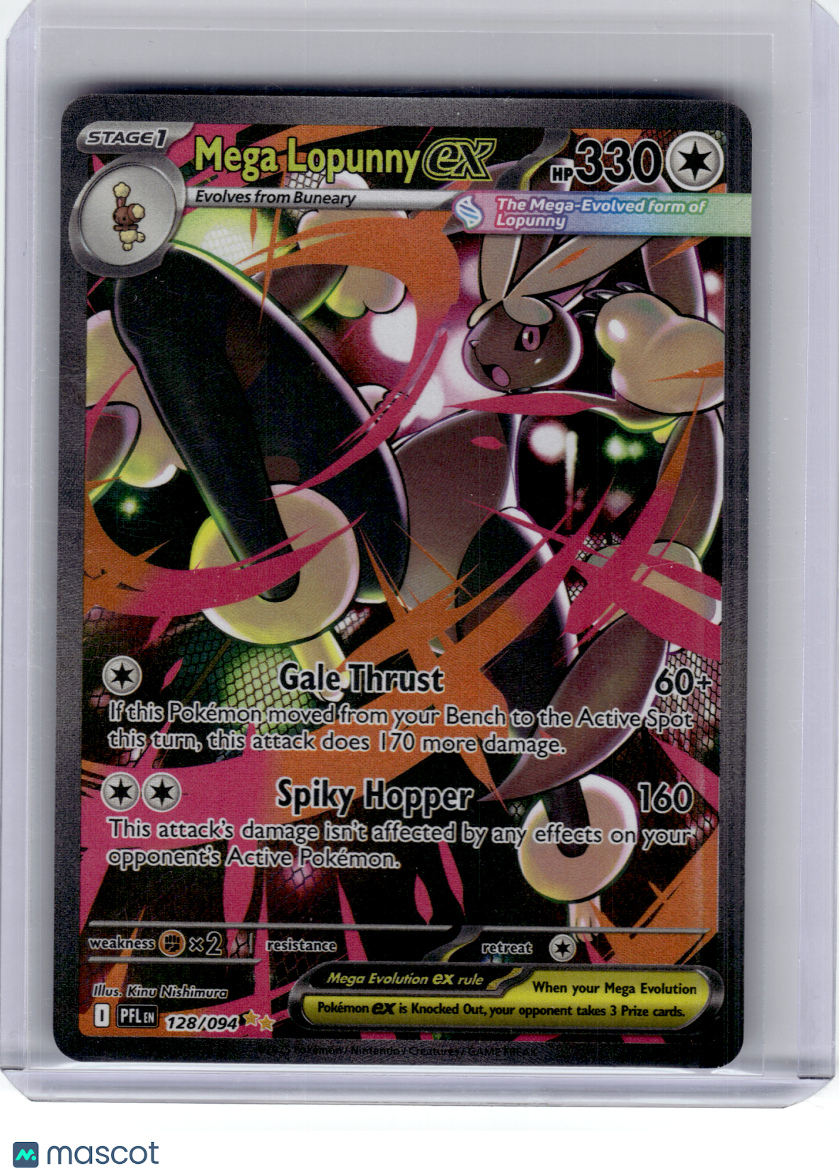 2025 Pokemon—Mega Lopunny ex 128 Phantasmal Flames—Ultra Rare Holo (Print Error)