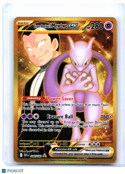 2025 Pokemon—Team Rocket's Mewtwo ex #240/182 Destined Rivals—Hyper Rare Holo