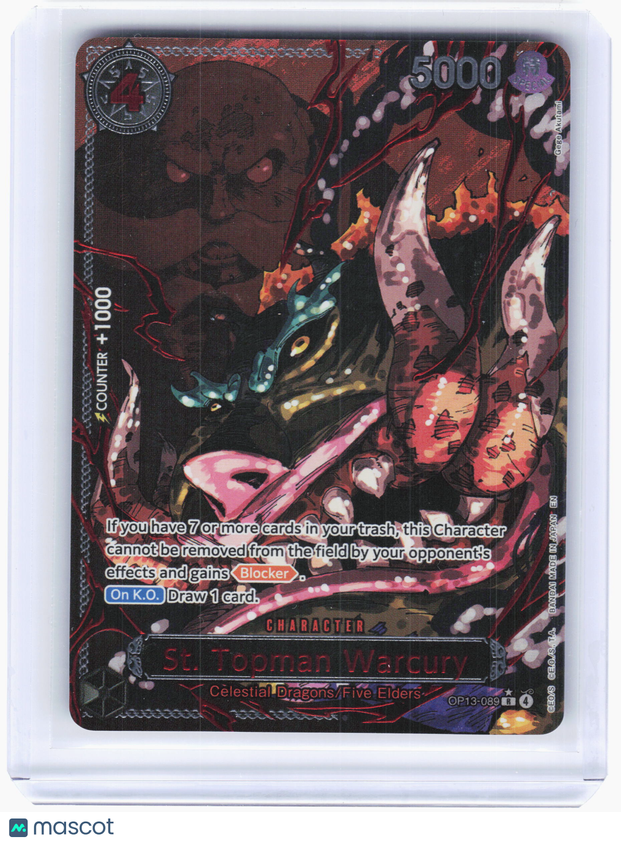2024 One Piece—St. Topman Warcury #OP13-089 Carrying On His Will—Rare (Alt Art)