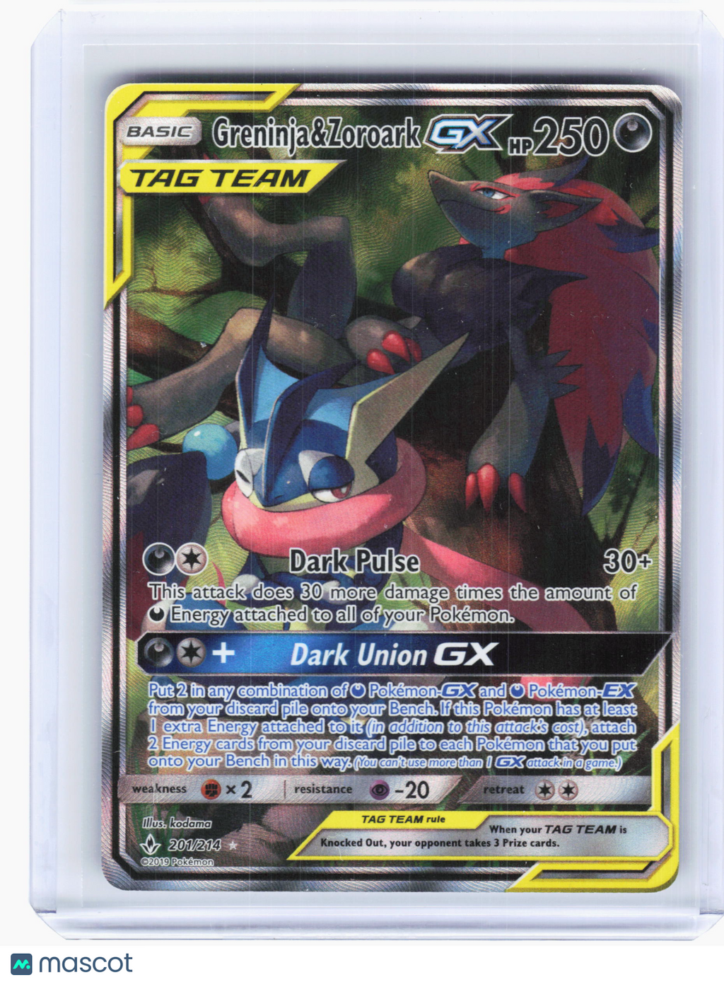 2019 Pokemon—Greninja & Zoroark GX #201/214 Unbroken Bonds—Ultra Rare Holo