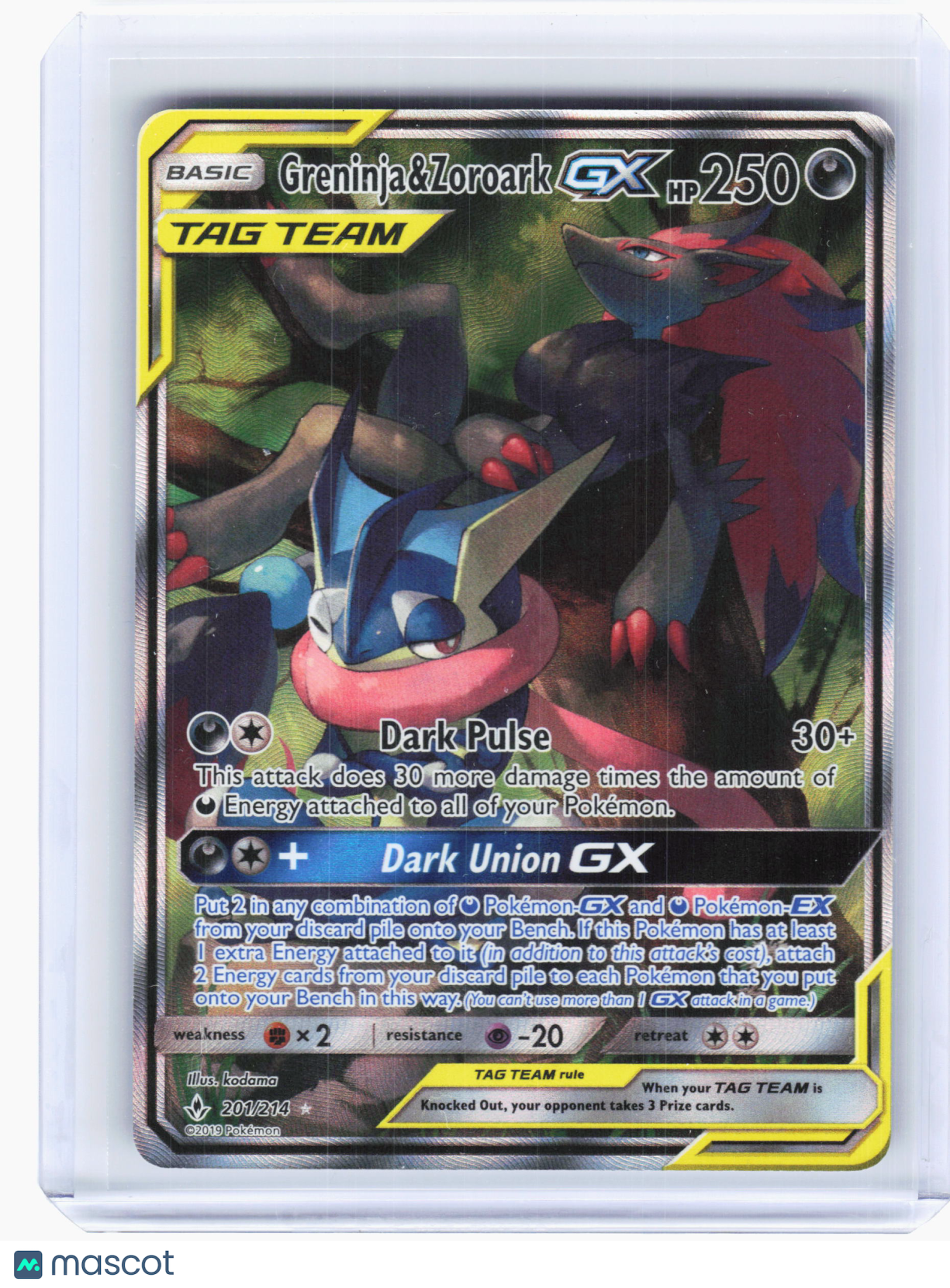 2019 Pokemon—Greninja & Zoroark GX #201/214 Unbroken Bonds—Ultra Rare Holo