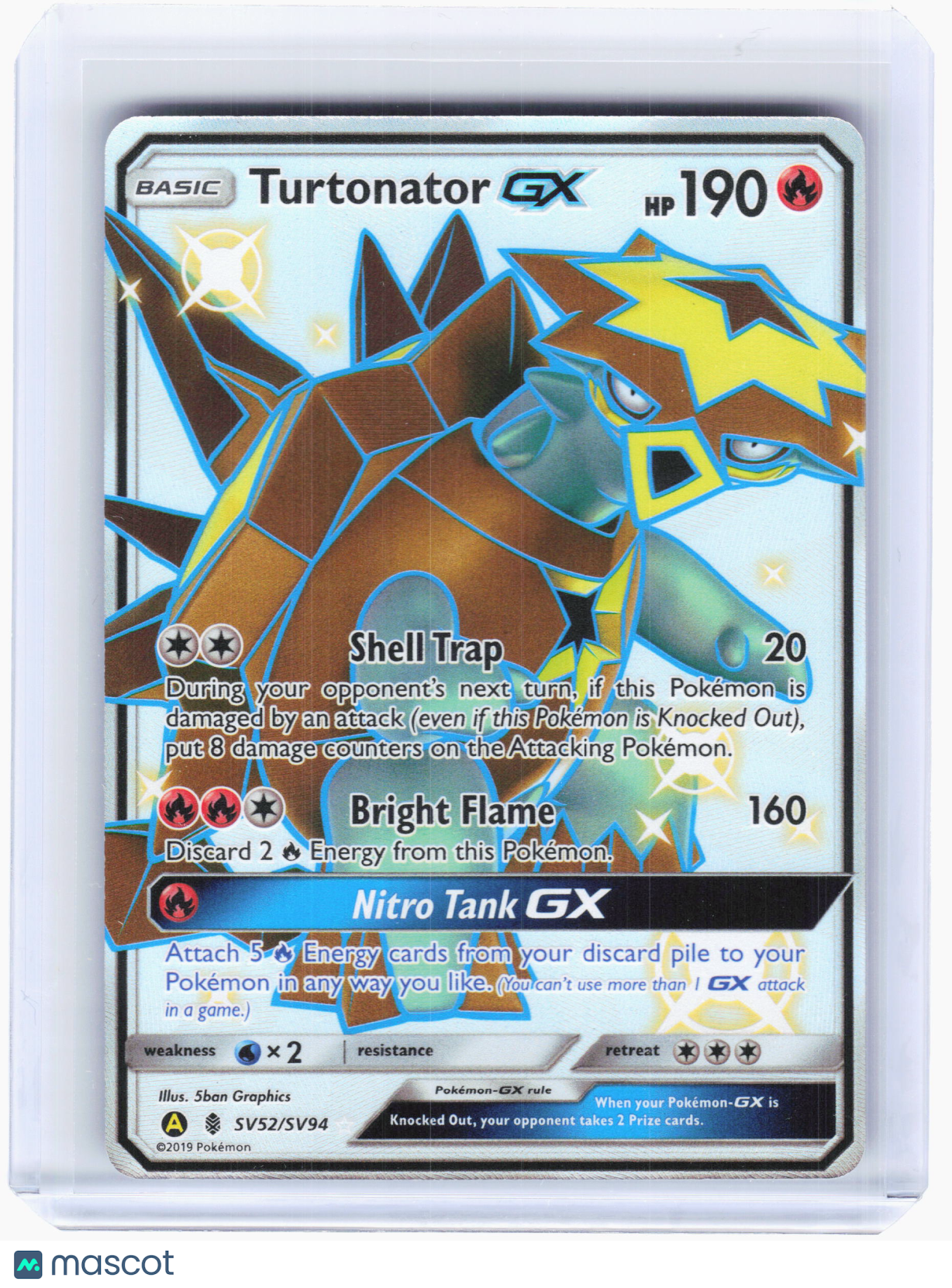 2019 Pokemon—Turtonator GX #SV52/SV94 Hidden Fates: Shiny Vault—Shiny Holo Rare