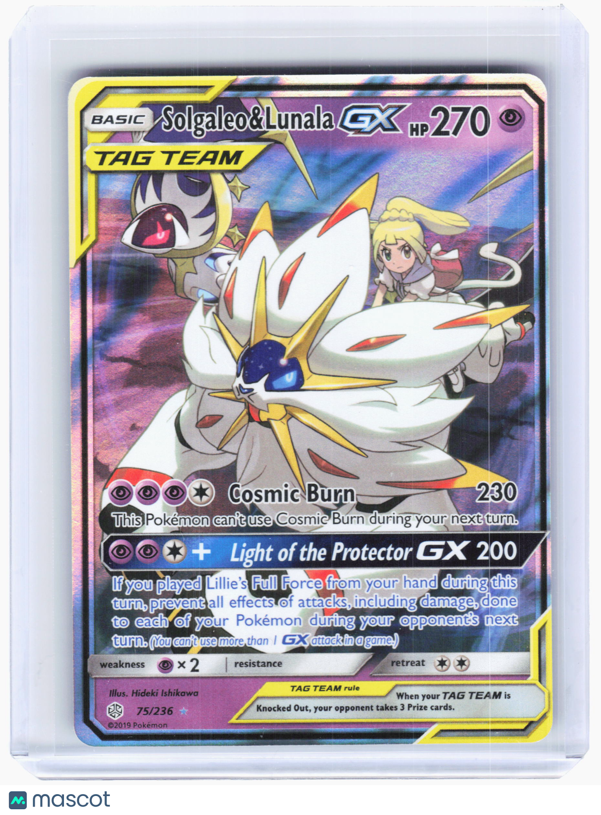 2019 Pokemon—Solgaleo & Lunala GX #75/236 Cosmic Eclipse—Ultra Rare Holo