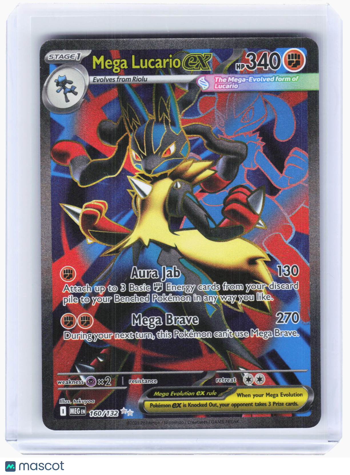 2025 Pokemon—Mega Lucario ex #160/132 Mega Evolution—Ultra Rare Holo