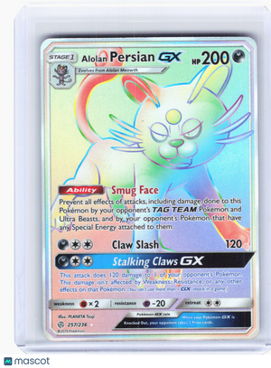2019 Pokemon—Alolan Persian GX #257/236 Cosmic Eclipse—Rainbow Rare Holo
