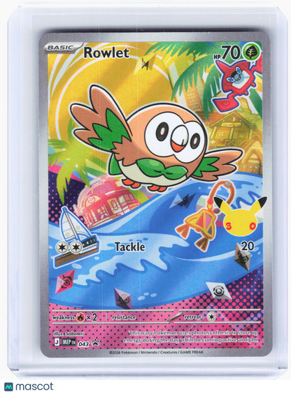 2025 Pokemon—Rowlet #043 Mega Evolution Promo—Black Star Promo Holo