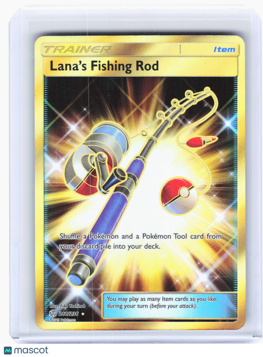 2019 Pokemon—Lana's Fishing Rod #266/236 Cosmic Eclipse—Secret Rare Holo