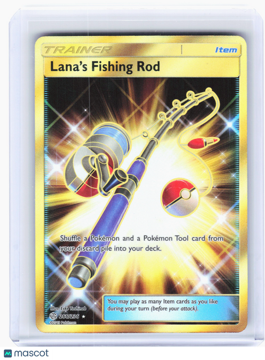 2019 Pokemon—Lana's Fishing Rod #266/236 Cosmic Eclipse—Secret Rare Holo