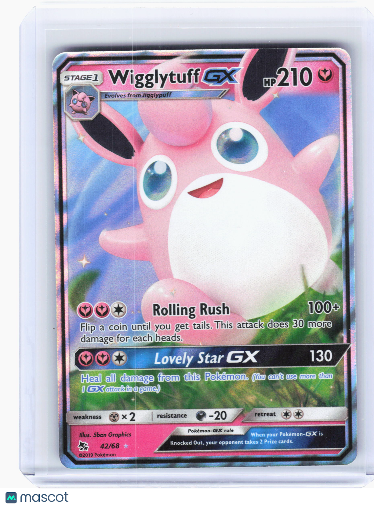 2019 Pokemon—Wigglytuff GX #42/68 Hidden Fates—Ultra Rare Holo